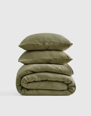 New Quince Airy Gauze Dream Quilt 3Pc Set King Cal King Olive $199.90 MSRP